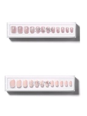 Set of 2 Static Nails in Curved Round French and Velvet Pink Square